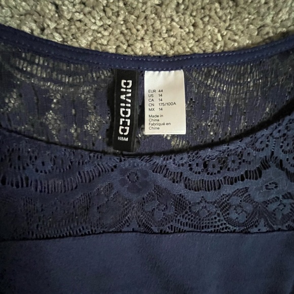 Navy Blue Lacy peekaboo Mini Dress - Picture 2 of 3